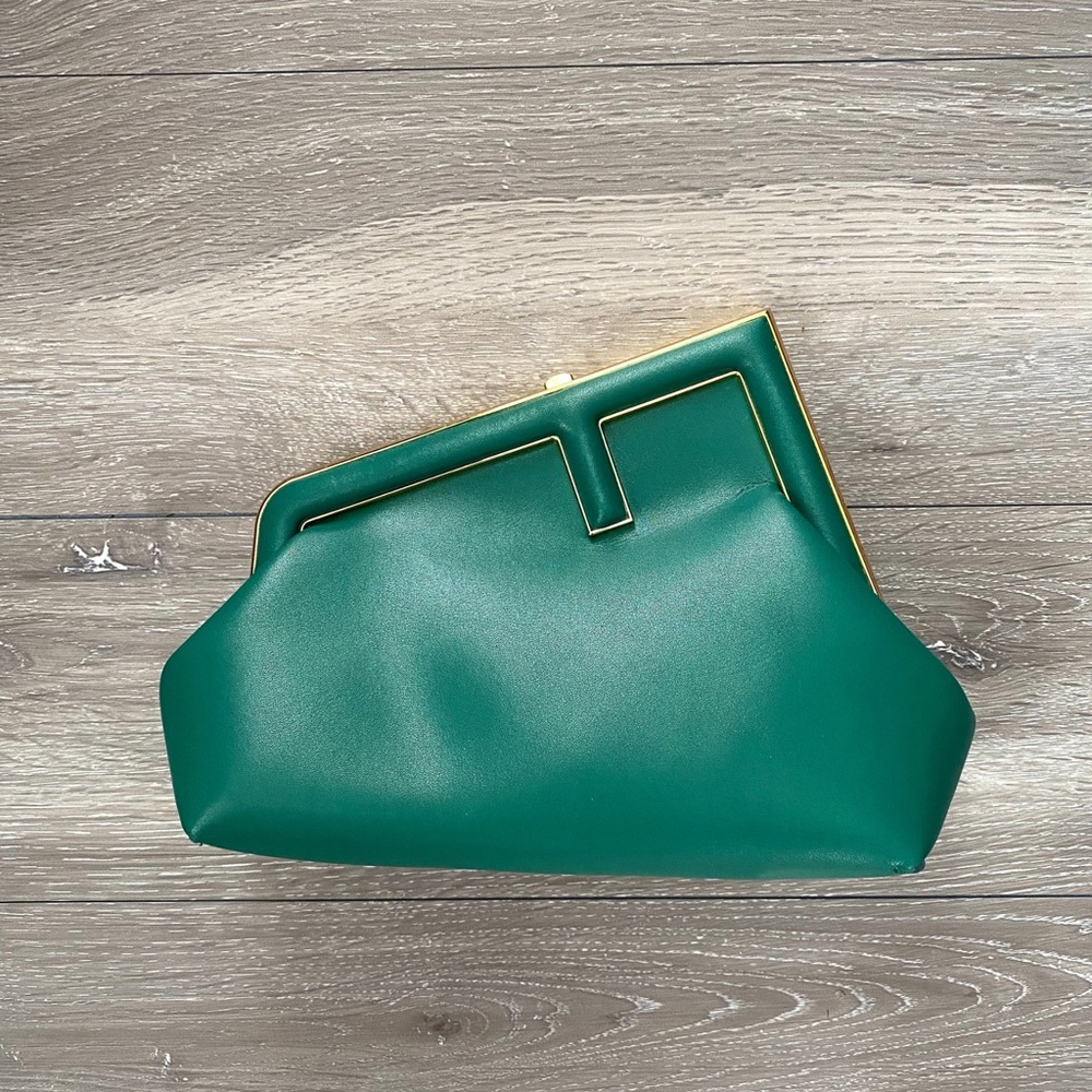 Green evening clutch bag